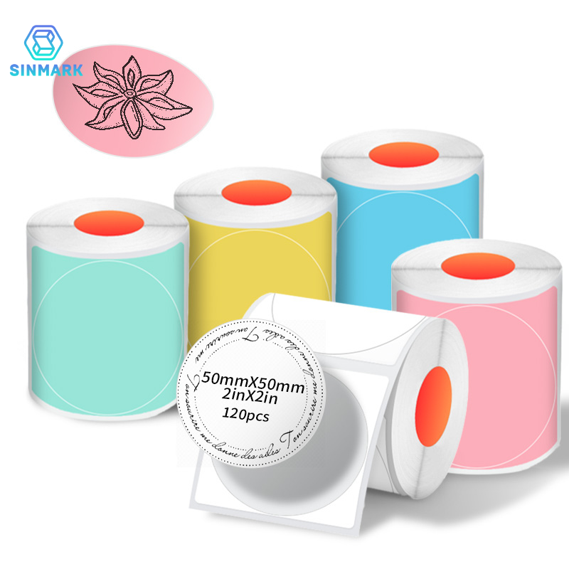 Round Sticker Thermal Labels Colored - SINMARK 50mm Round Color Thermal Label