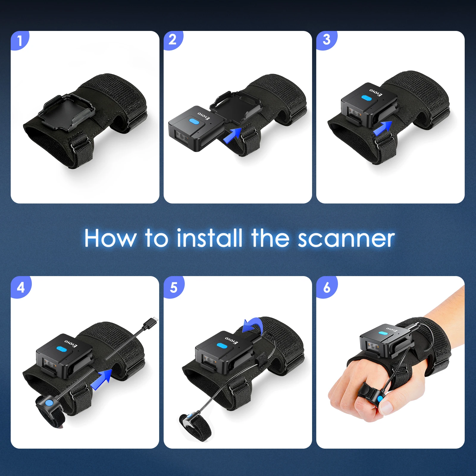 Wireless Barcode Scanner 2D Qr Laser - Eyoyo Wearable 2D Bluetooth Barcode Scanner