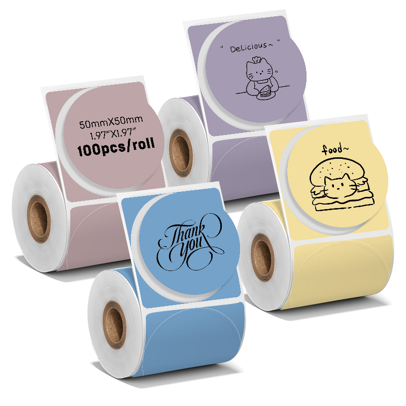 Round Sticker Thermal Labels Colored - 4 Rolls 2 Inch Round Colorful