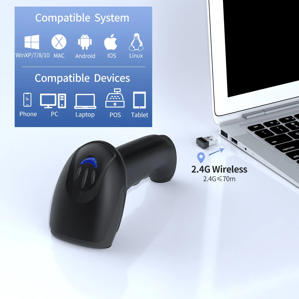 GTCODESTAR Handheld Wireless B - огляд і ціна Wireless Barcode Scanner 2D Qr Laser