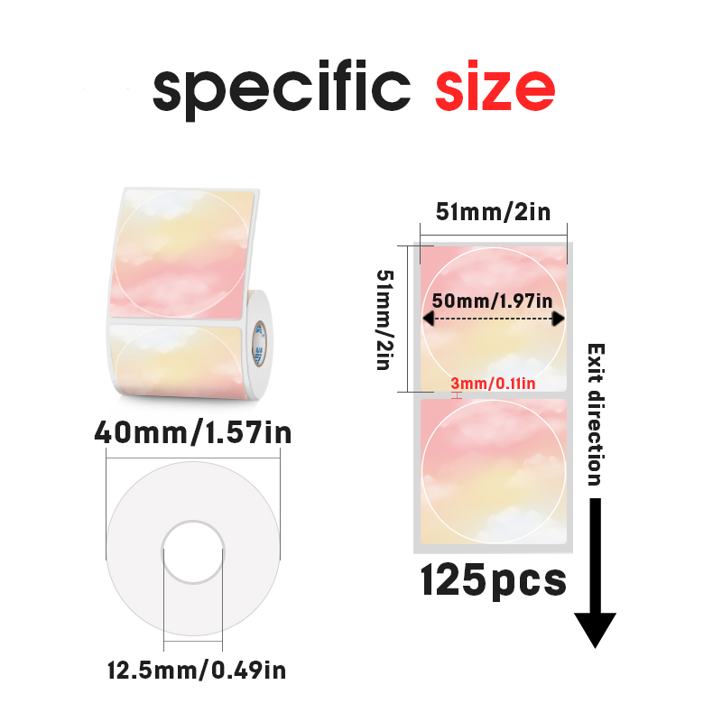 2 Rolls Color Thermal Label Pa - огляд і ціна Round Sticker Thermal Labels Colored