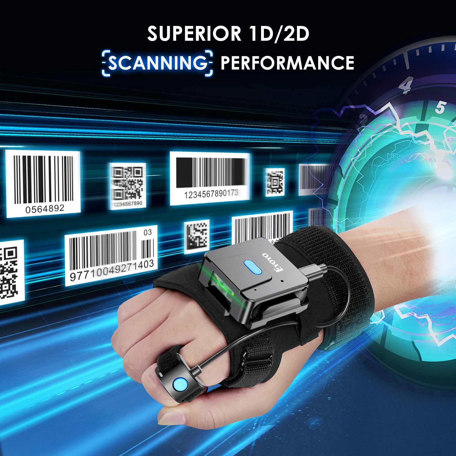 Eyoyo Wearable 2D Bluetooth Ba - огляд і ціна Wireless Barcode Scanner 2D Qr Laser