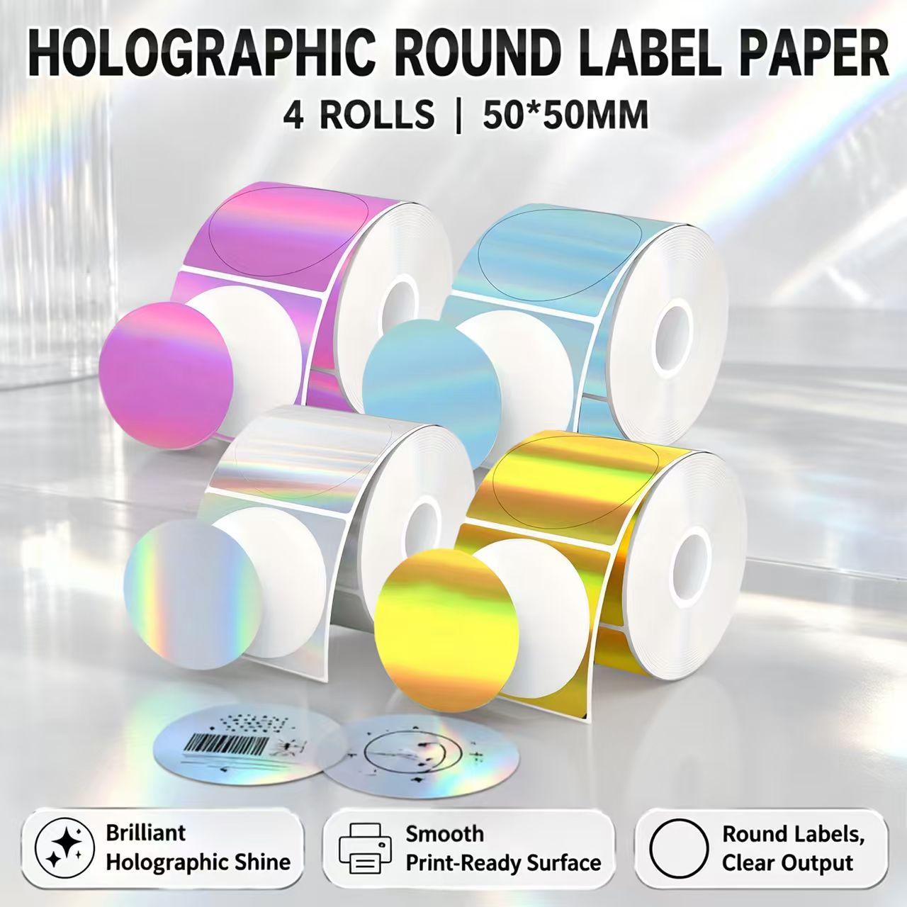 4 Rolls of Full-Color Laser Ho - огляд і ціна Round Sticker Thermal Labels Colored