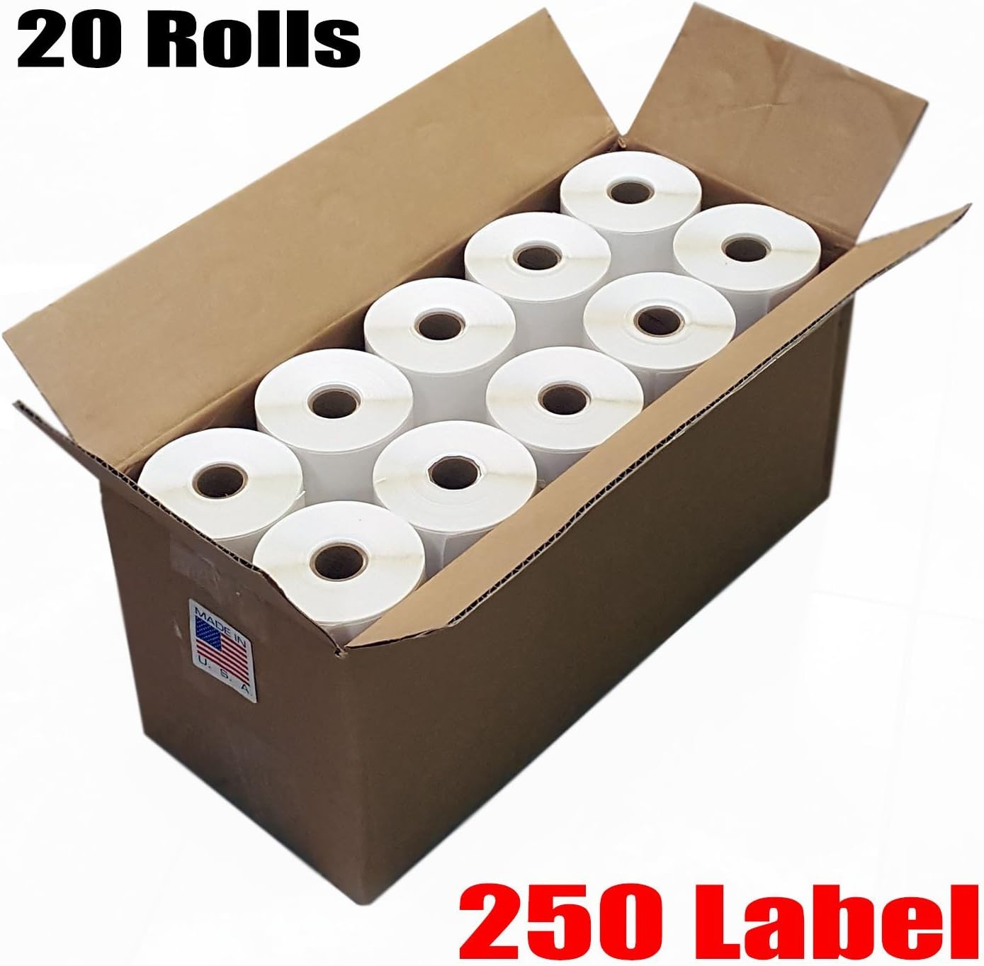20 Rolls of 250 (USA Made) 4x6 - огляд і ціна Thermal Shipping Label Roll 4X6 500