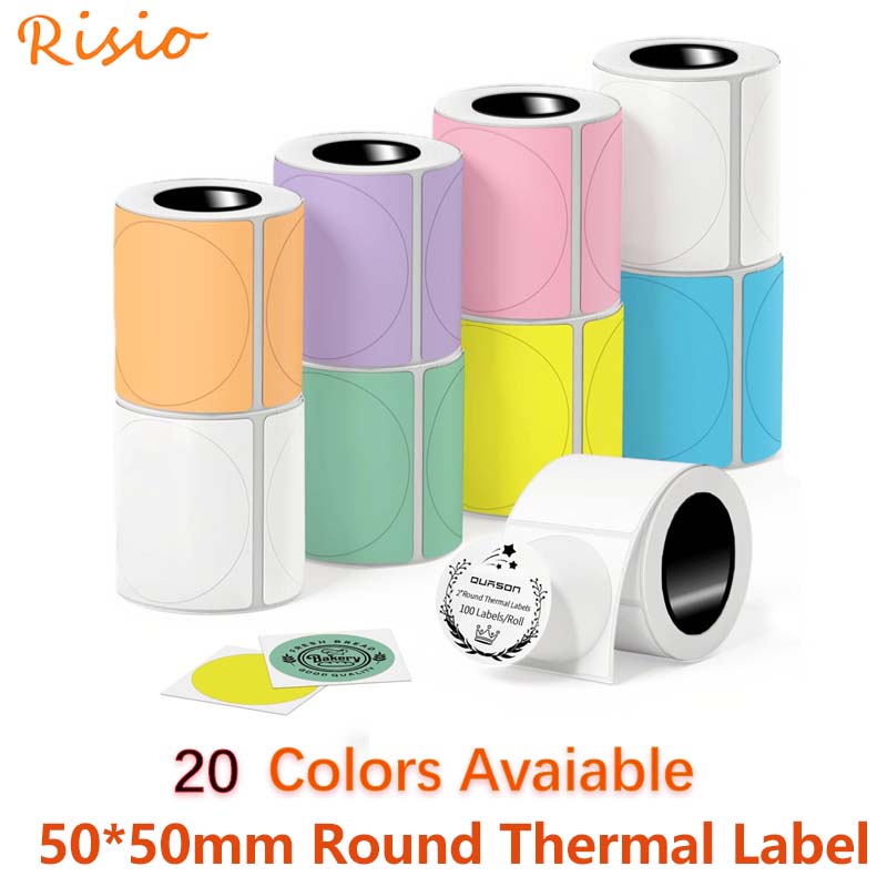 50x50mm Round Thermal Label Ro - огляд і ціна Round Sticker Thermal Labels Colored