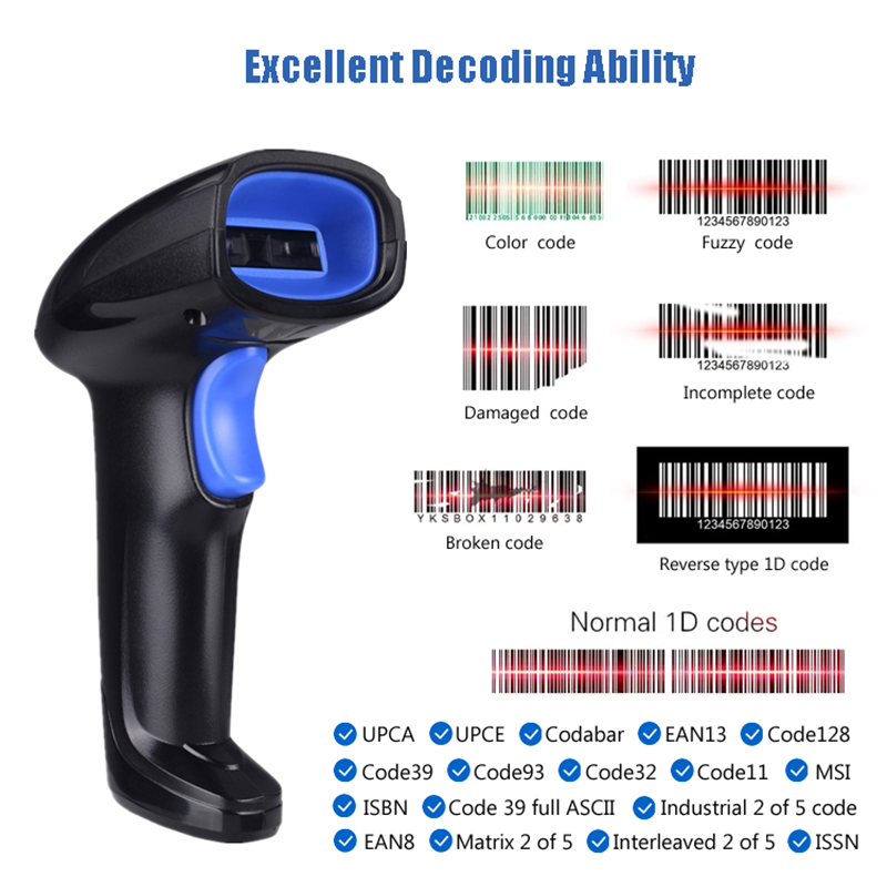 RS1100 Wireless Wired Barcode  - огляд і ціна Wireless Barcode Scanner 2D Qr Laser