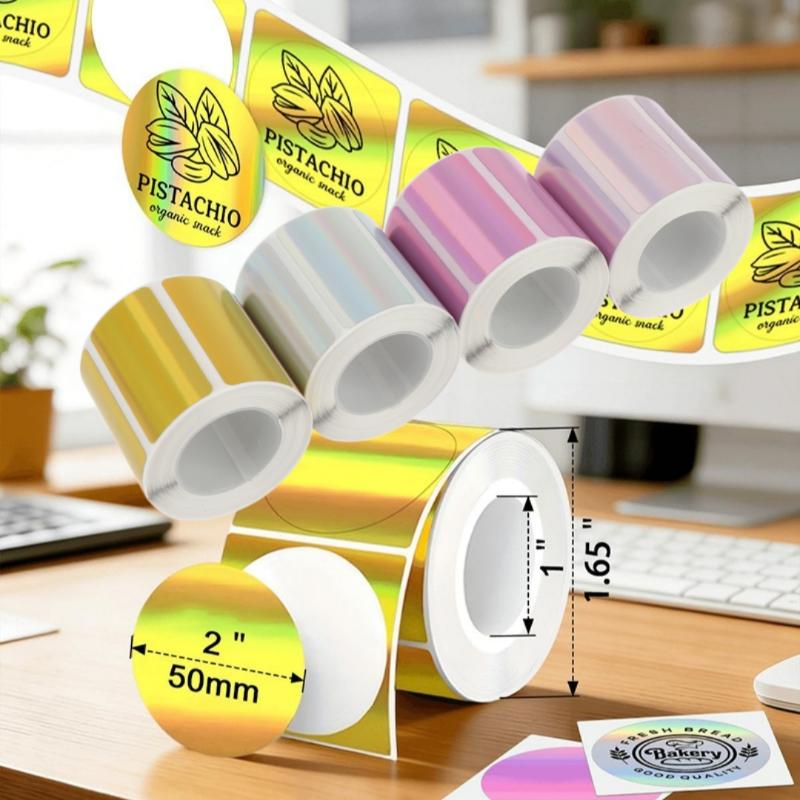1 Roll Laser-color Silver/Matt - огляд і ціна Round Sticker Thermal Labels Colored