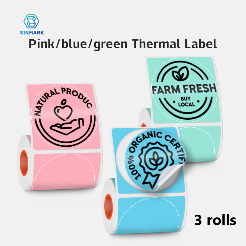 SINMARK 3 Rolls Round Color Th - огляд і ціна Round Sticker Thermal Labels Colored