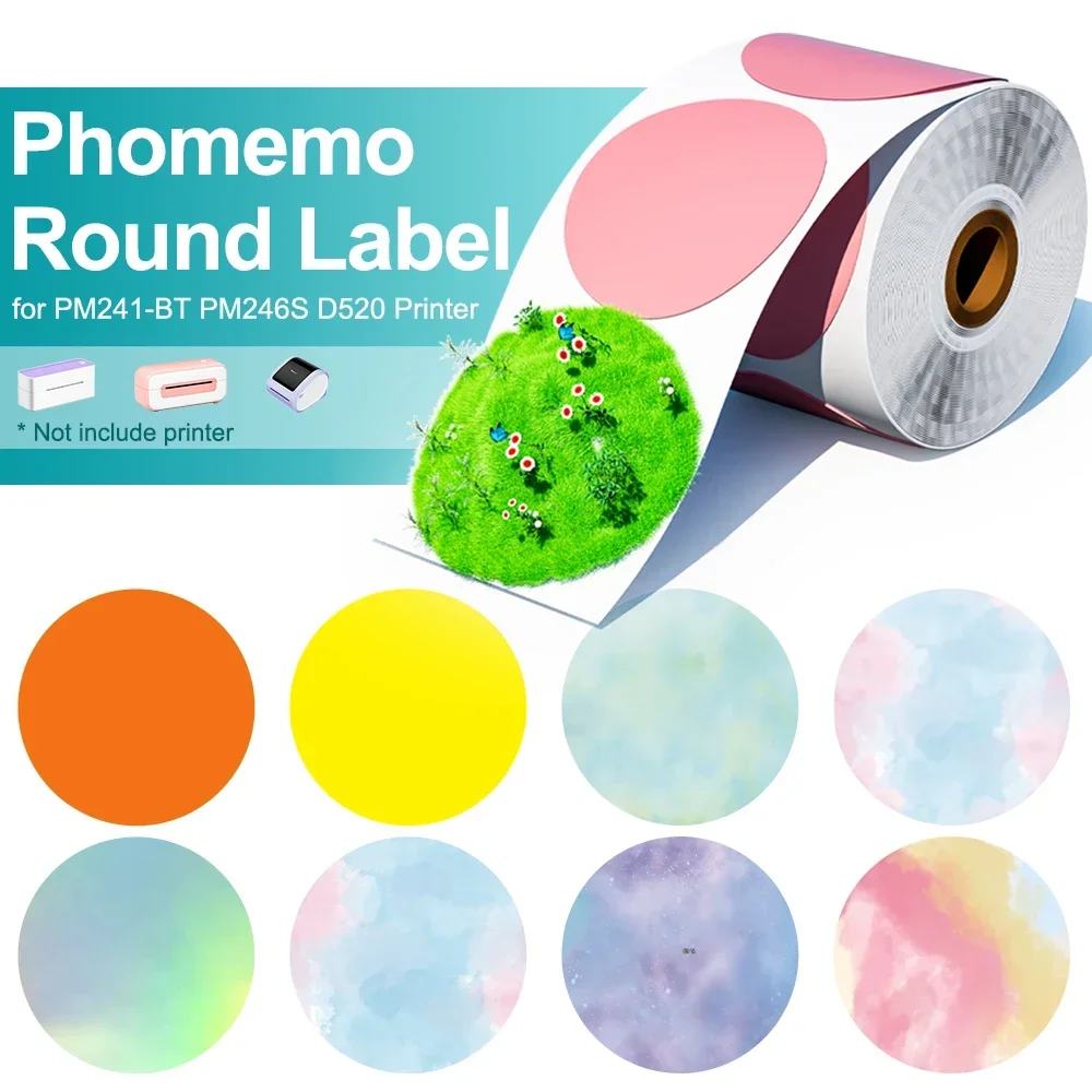 Phomemo PM241 Shipping Printer - огляд і ціна Round Sticker Thermal Labels Colored